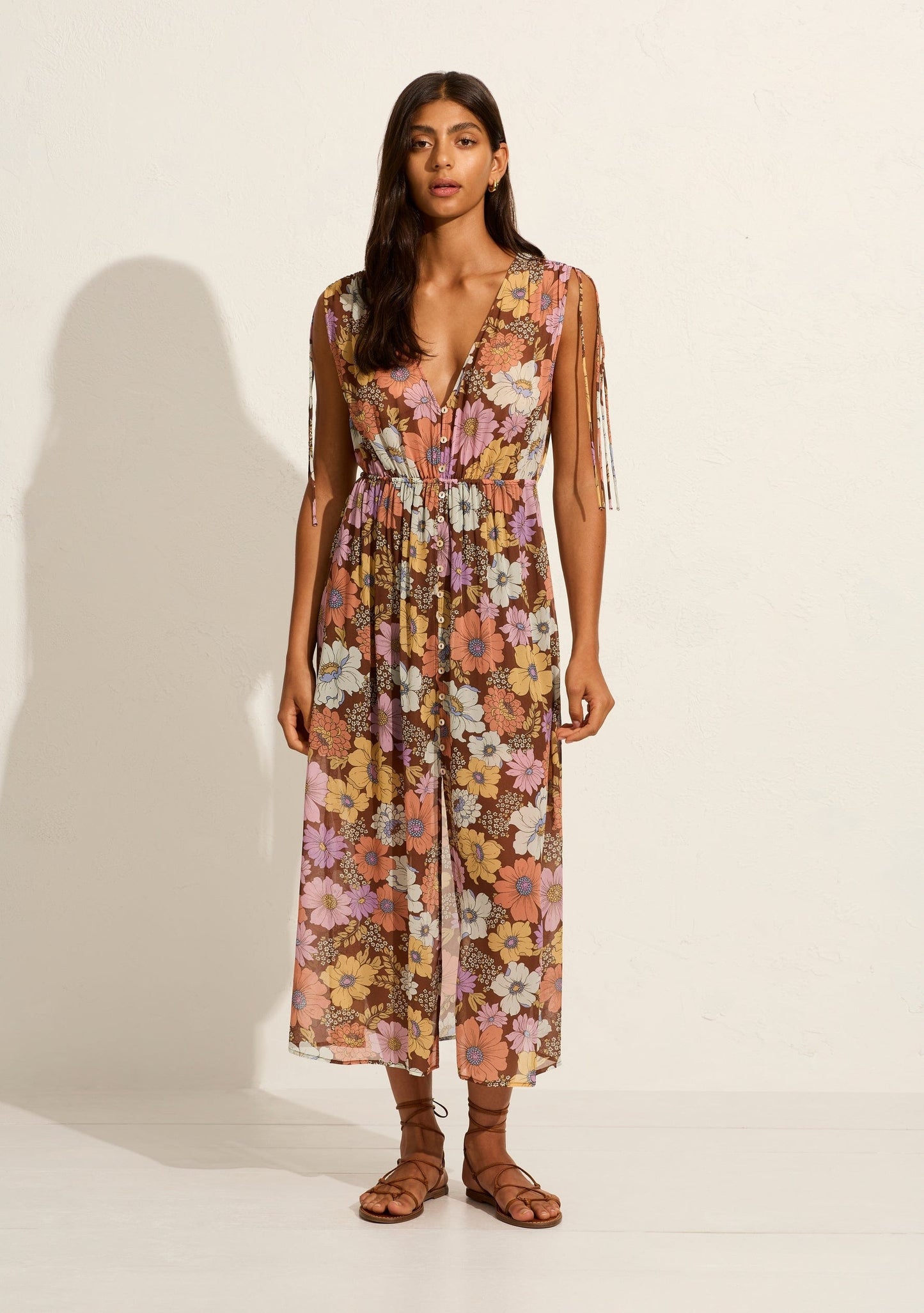 Auguste The Label Selma Midi Dress (Tan/Brown)