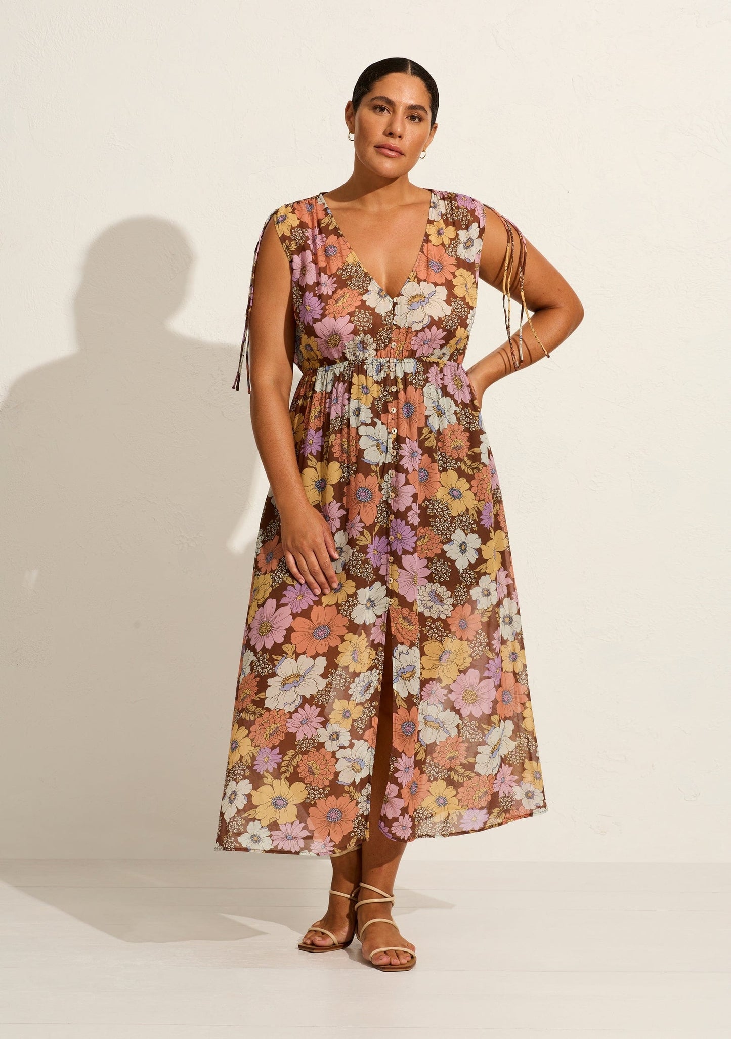 Auguste The Label Selma Midi Dress (Tan/Brown)