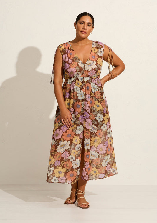 Auguste The Label Selma Midi Dress (Tan/Brown)
