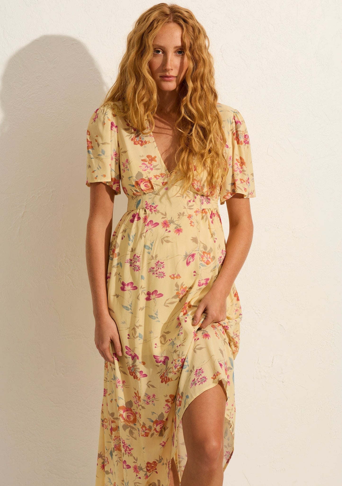 Auguste The Label Adison Midi Dress (Yellow/Orange)