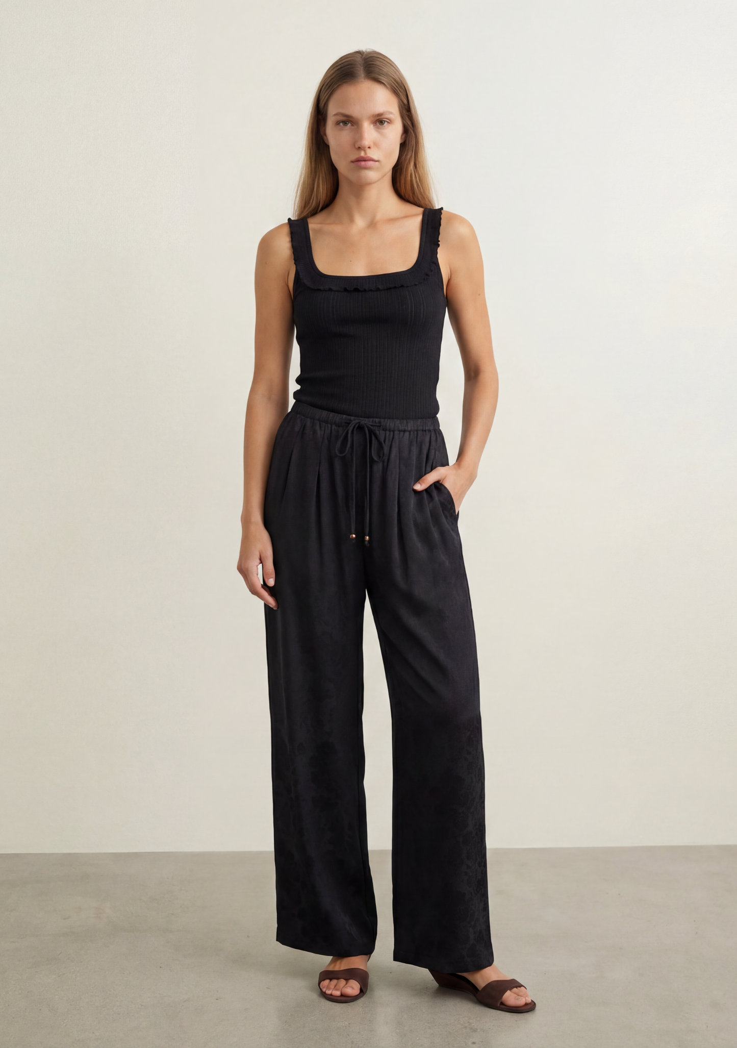 Image of a model wearing Pants. Productname: Auguste The Label Enzo Pant in Print colour by brand - Auguste The Label