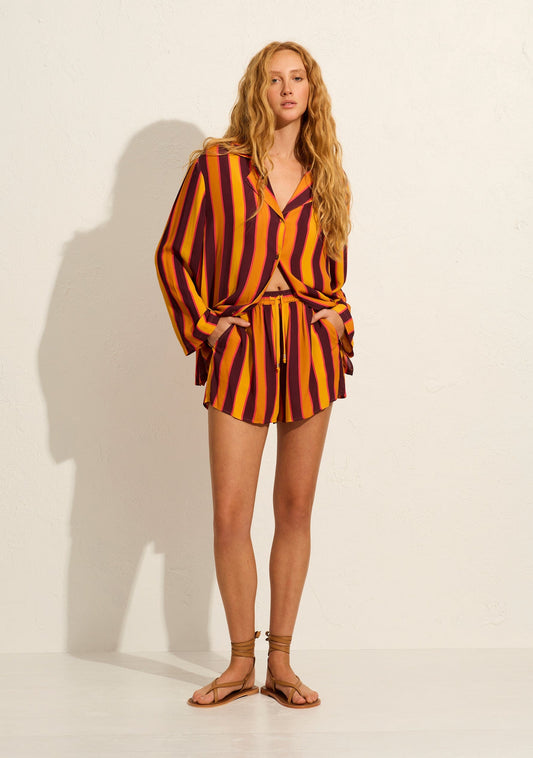 Image of a model wearing Shorts. Productname: Auguste The Label Billy Short in Yellow/Orange colour by brand - Auguste The Label