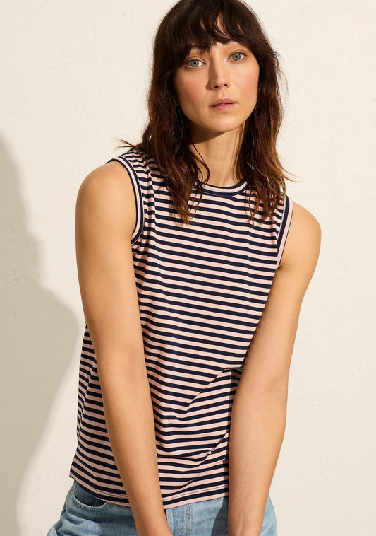 Image of a model wearing Tops. Productname: Auguste The Label Finley Tank in Black colour by brand - Auguste The Label