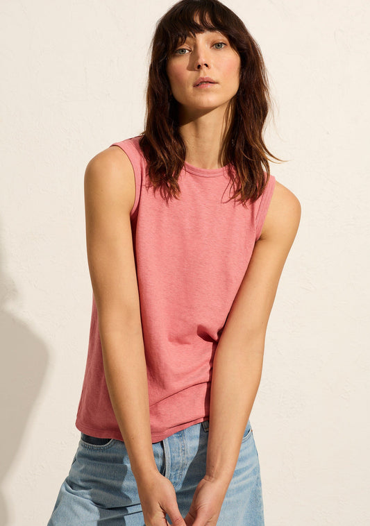 Image of a model wearing Tops. Productname: Auguste The Label Finley Tank in Pink colour by brand - Auguste The Label