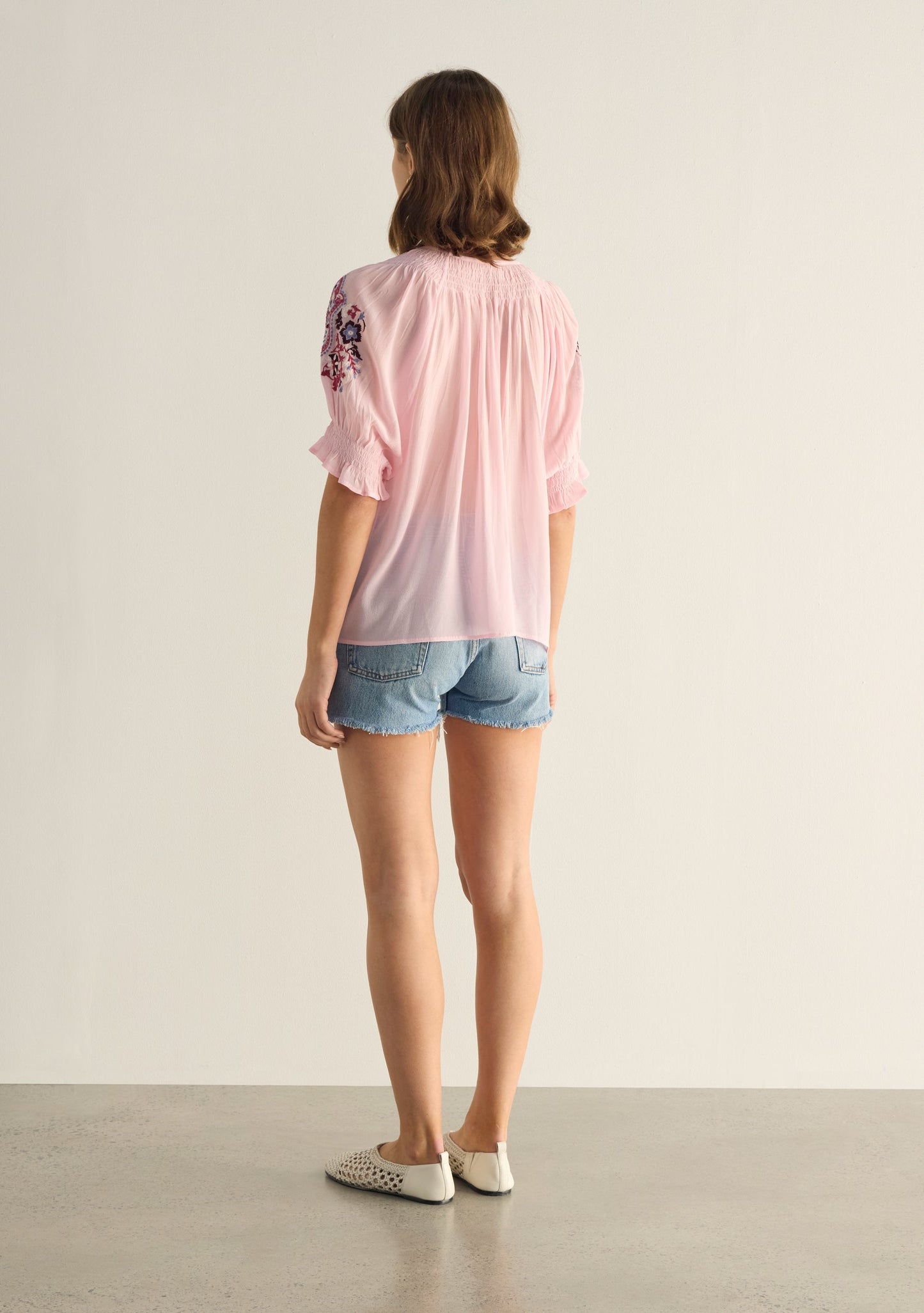 Auguste The Label Indra Embroidered Blouse (Pink)
