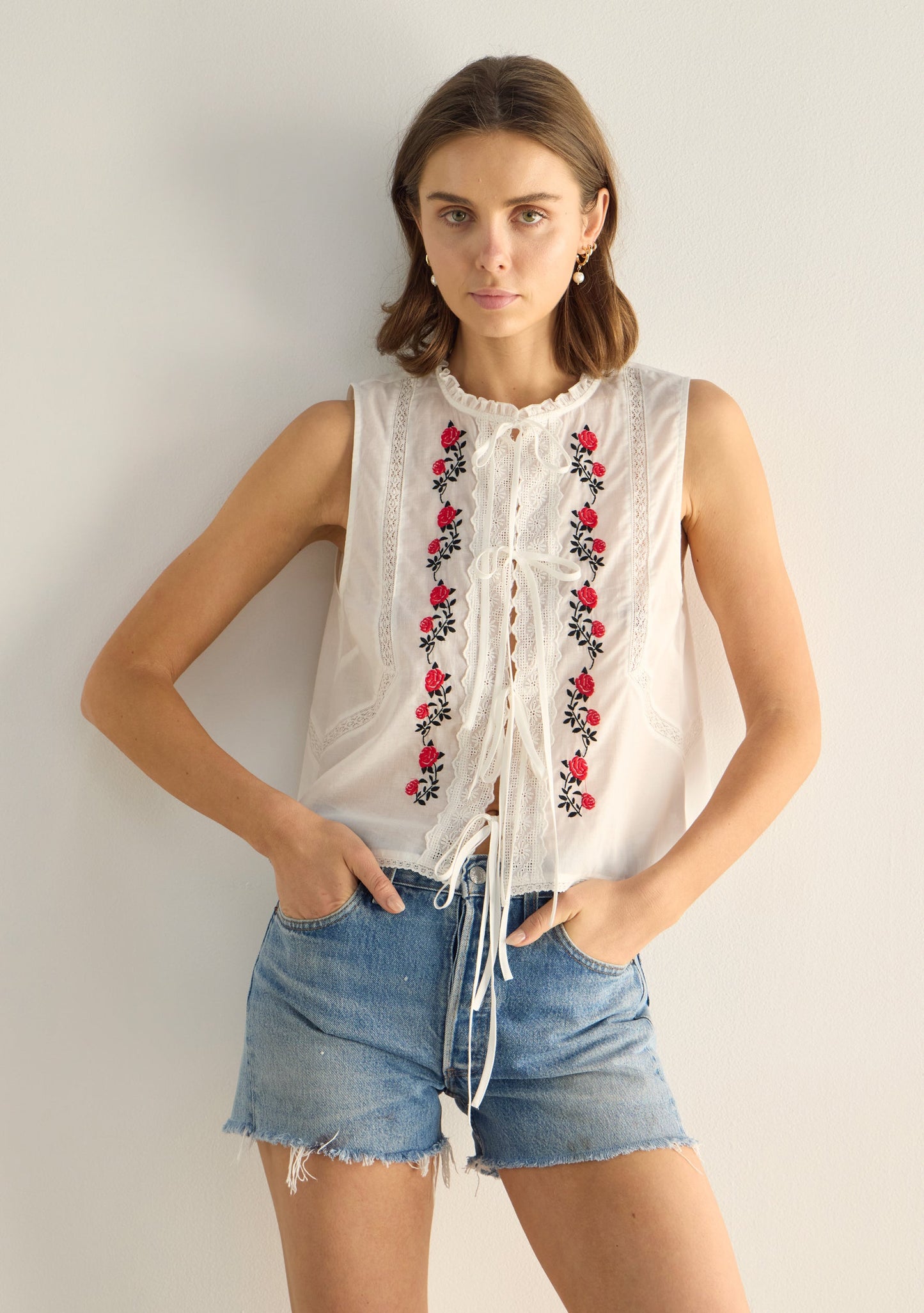 Auguste The Label Bellamy Embroidered Blouse (White)