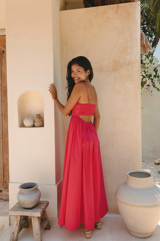 Heychic Azalea Watermelon Flared Maxi Dress (Red)