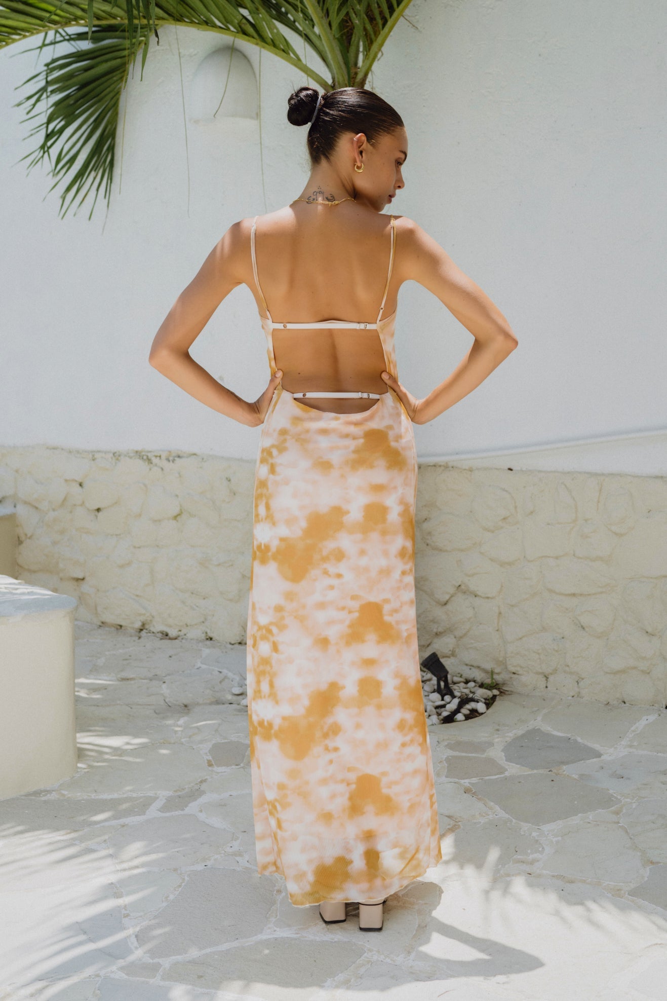 Heychic Isabela Tie Dye Abstract Maxi Dress (Yellow)