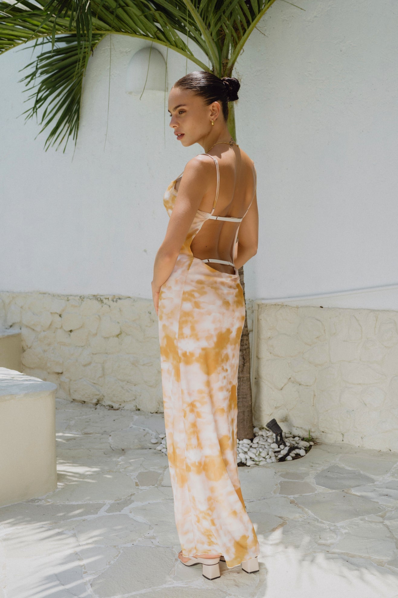 Heychic Isabela Tie Dye Abstract Maxi Dress (Yellow)
