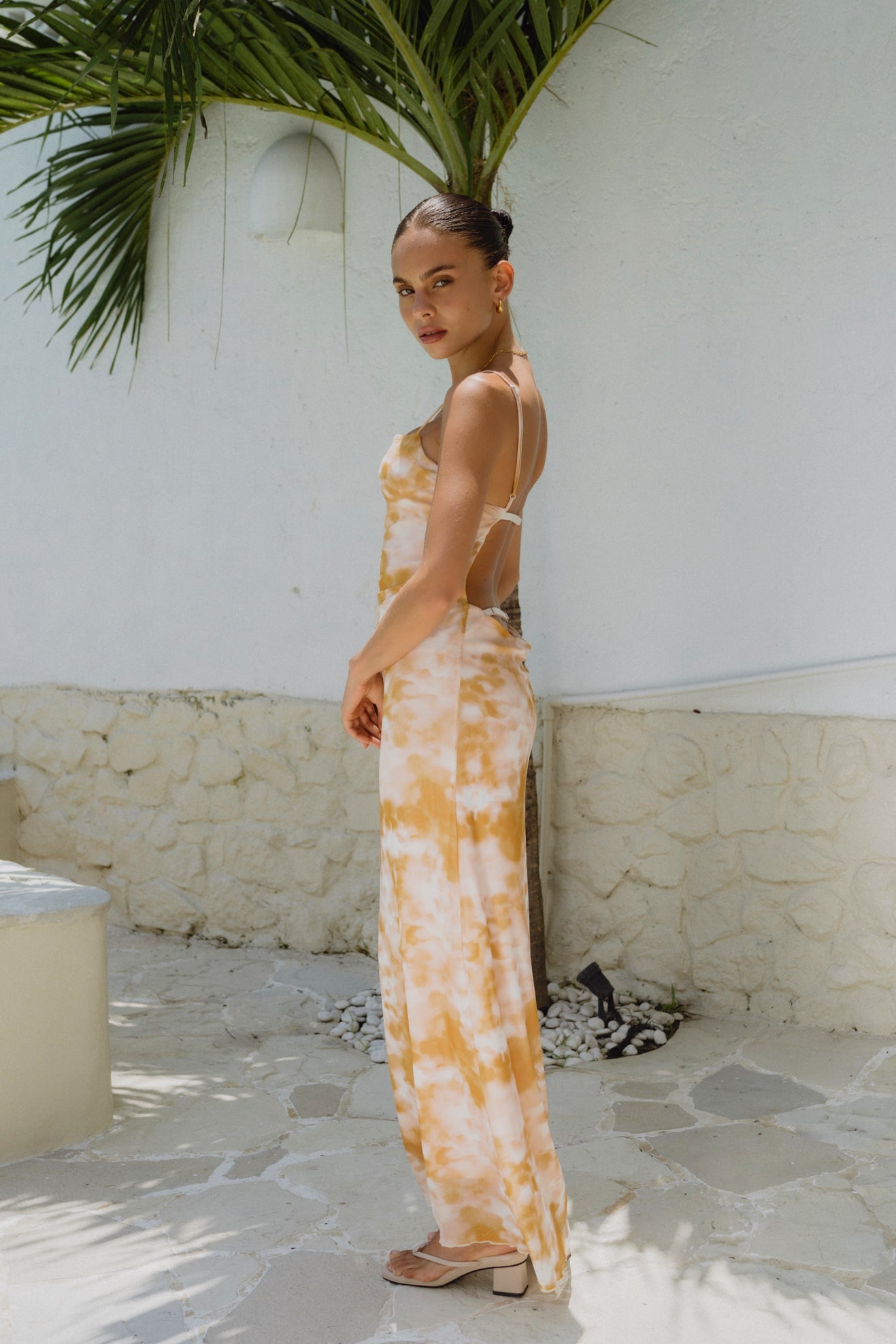 Heychic Isabela Tie Dye Abstract Maxi Dress (Yellow)