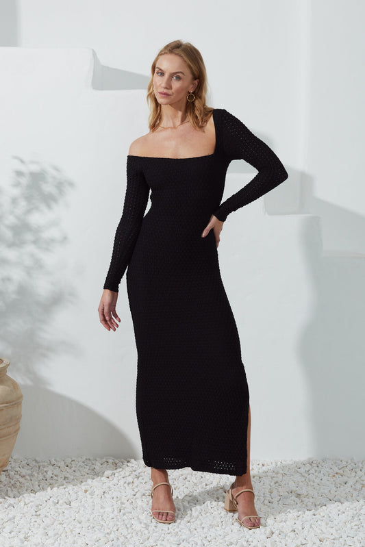 Image of Dresses. Productname: Heychic Fia Asymmetric Bodycon Maxi Dress in Black colour by brand - Heychic