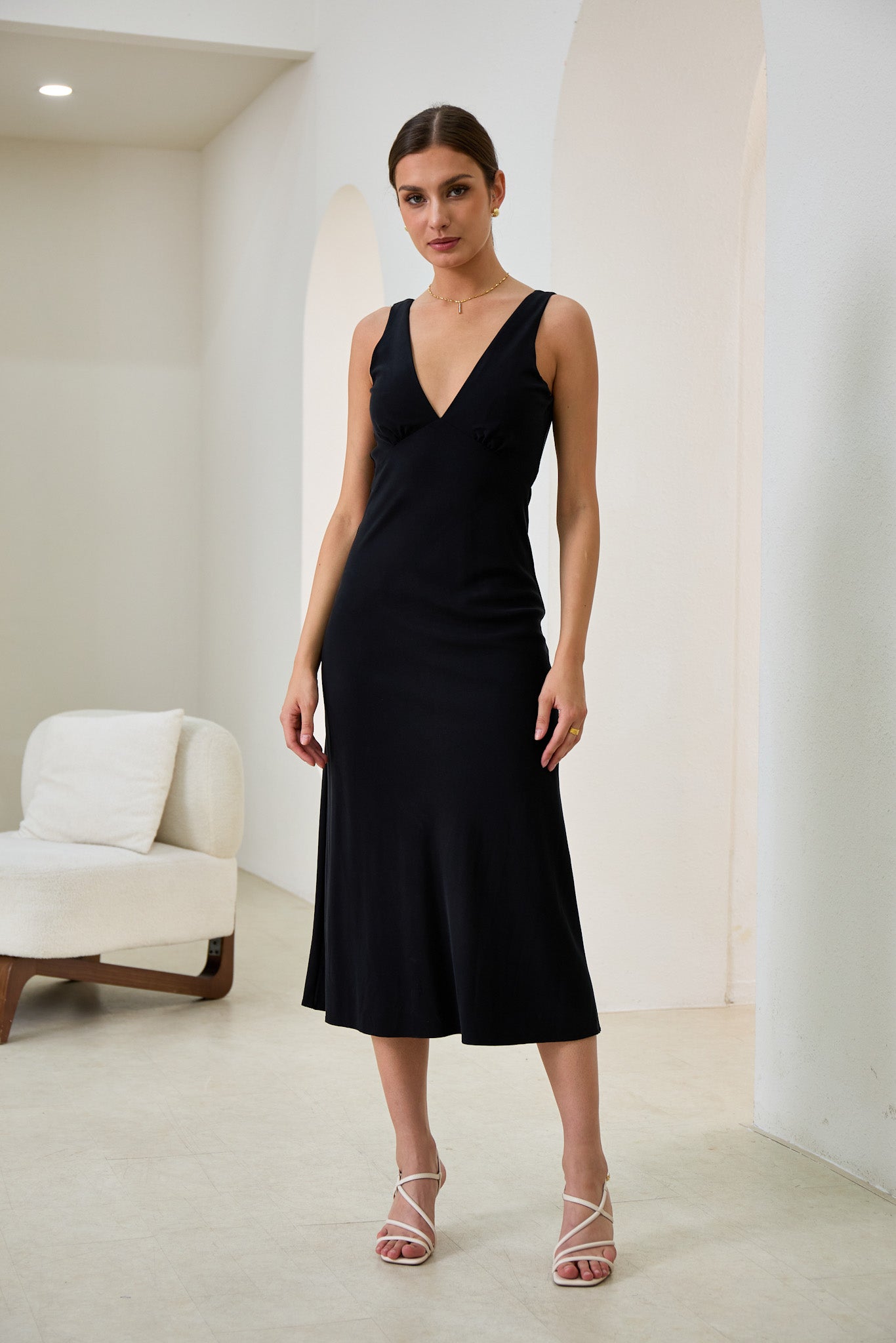 Image of Dresses. Productname: Heychic Aeisha Cupro Bias Midi Dress in Black colour by brand - Heychic