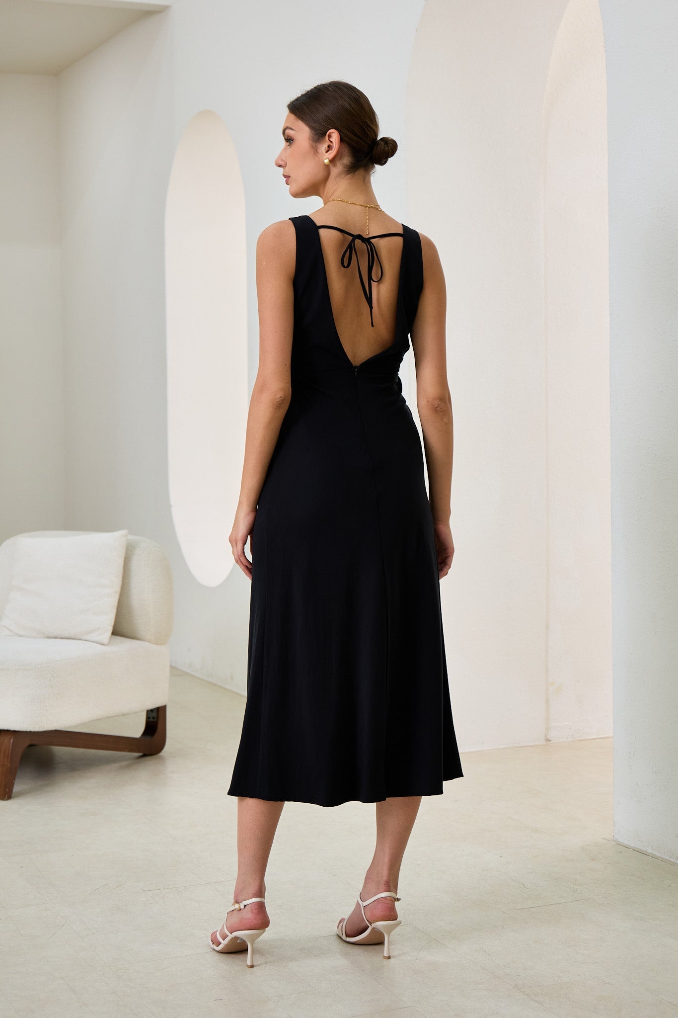 Heychic Aeisha Cupro Bias Midi Dress (Black)