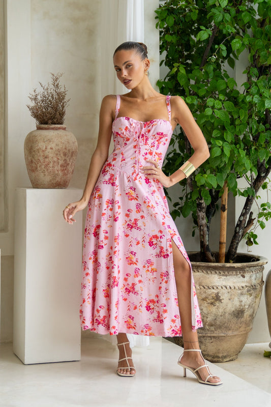 Image of Dresses. Productname: Heychic Emery Floral Midi Dress in Pink colour by brand - Heychic