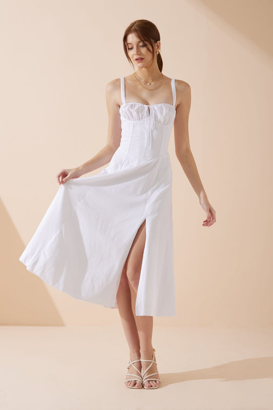 Heychic Mina Corset Detail Midi Dress (White)