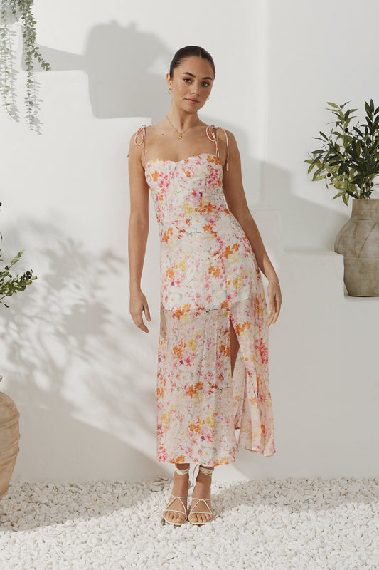 Heychic Airi Floral Midi Dress (Pink)