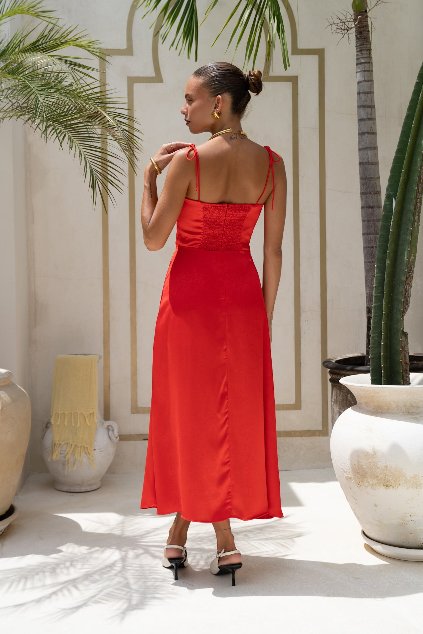 Heychic Livy Satin Midi Dress (Red)