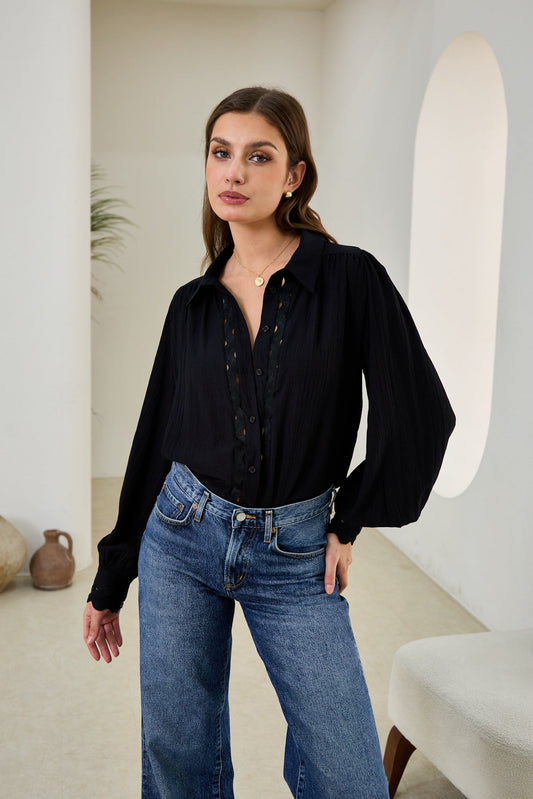 Heychic Gwen Ric Rac Blouse (Black)