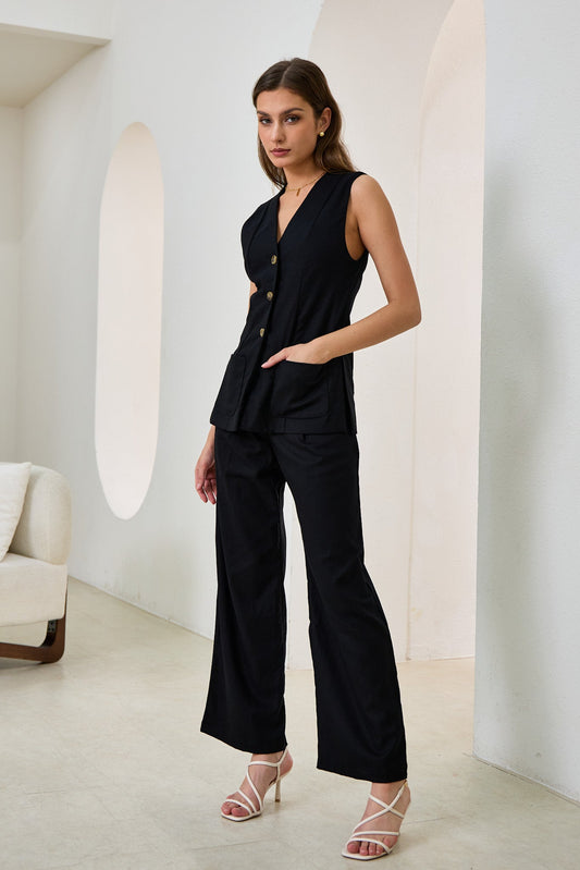 Heychic Zenith Linen Blend Pants (Black)