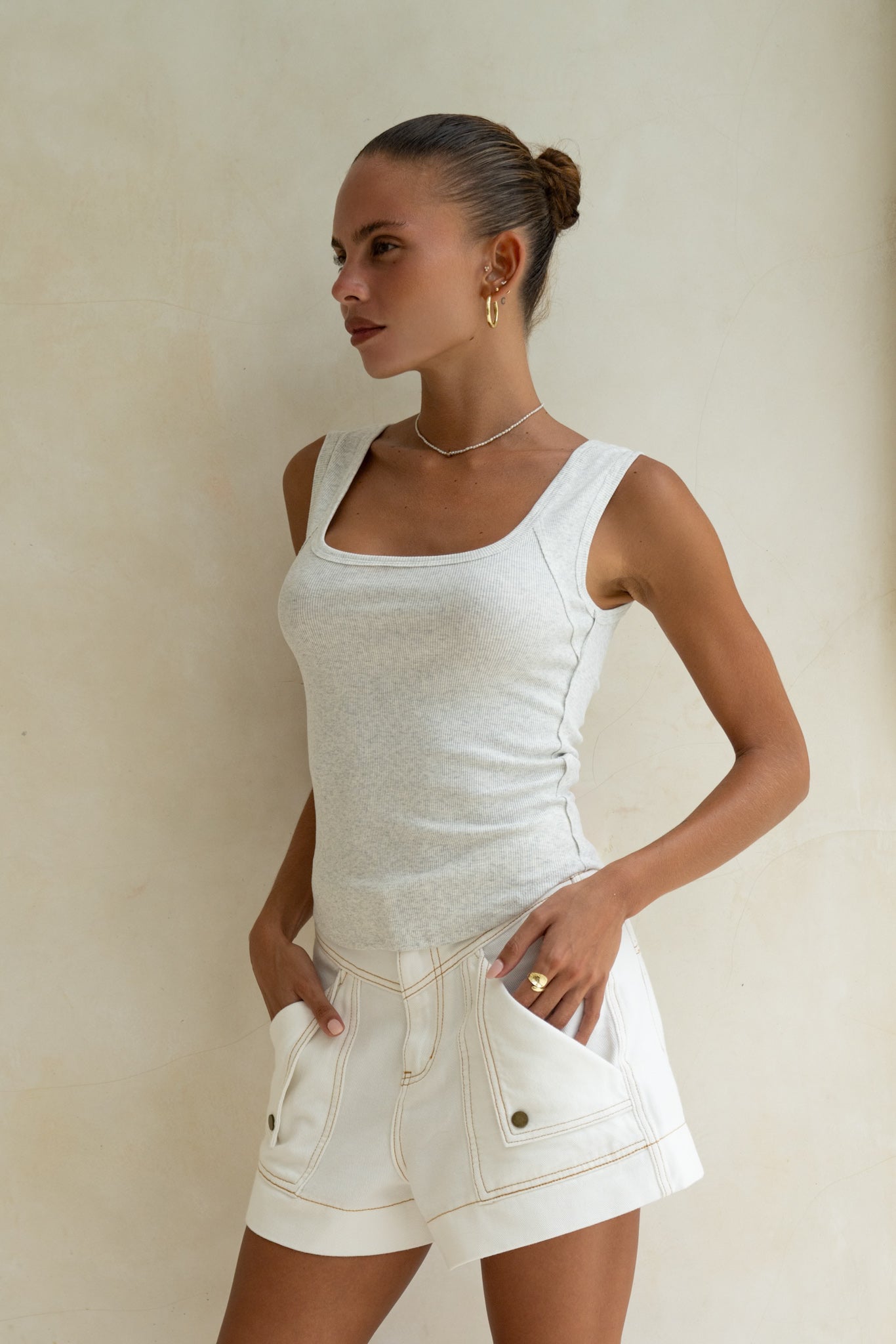 Heychic Ainsley Ribbed Tank Top (Grey)