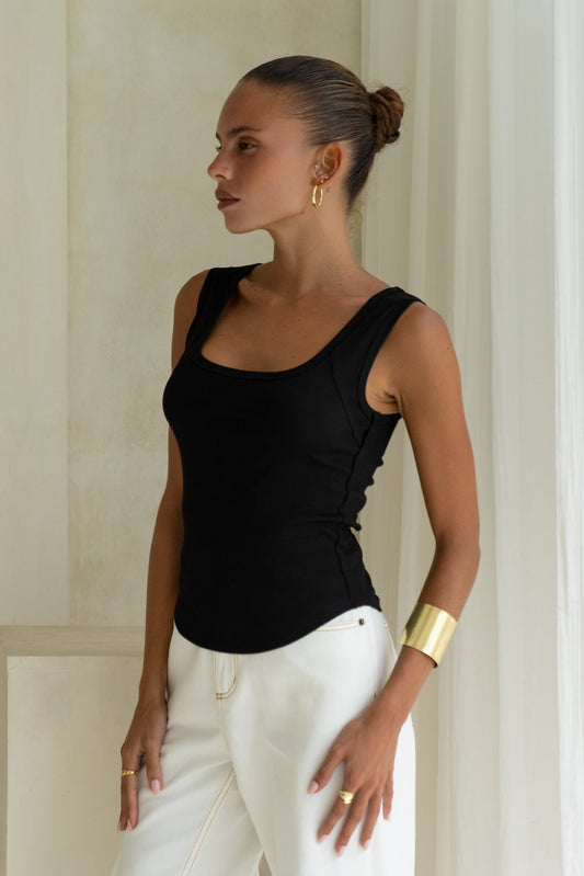 Heychic Ainsley Ribbed Tank Top (Black)