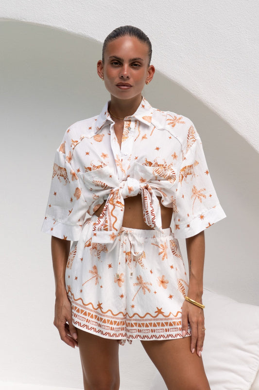 Heychic Ailani Tropical Pocket Shirt (Brown)