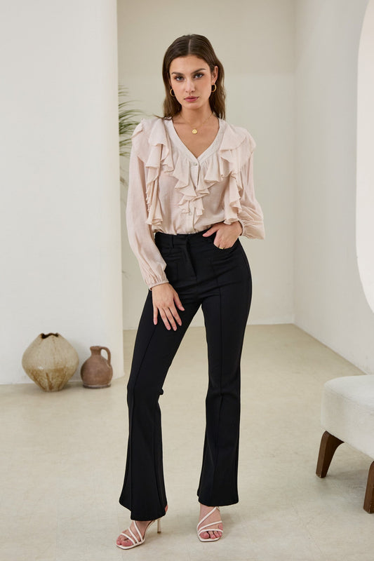 Heychic Eliana Pink Ruffle Blouse (Blush)