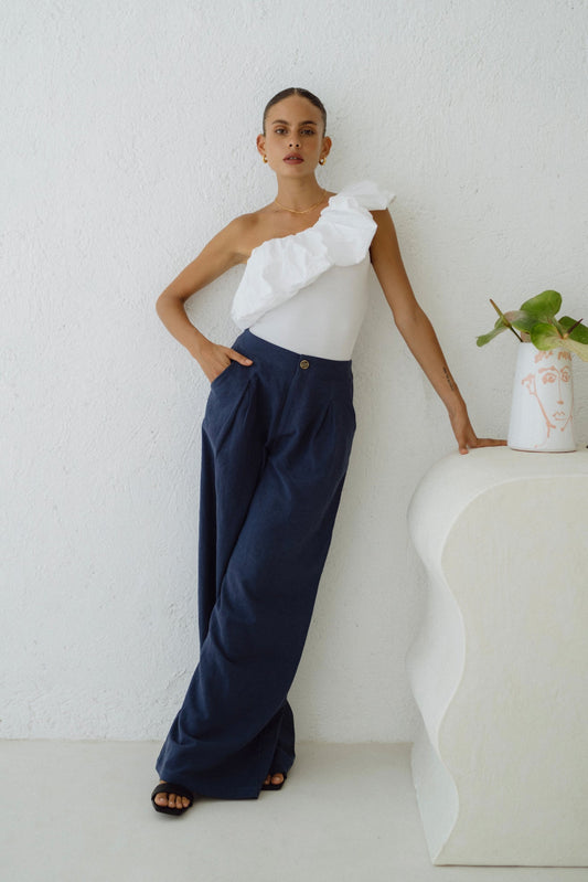 Heychic Maggie Blue Wide Leg Pants (Navy)