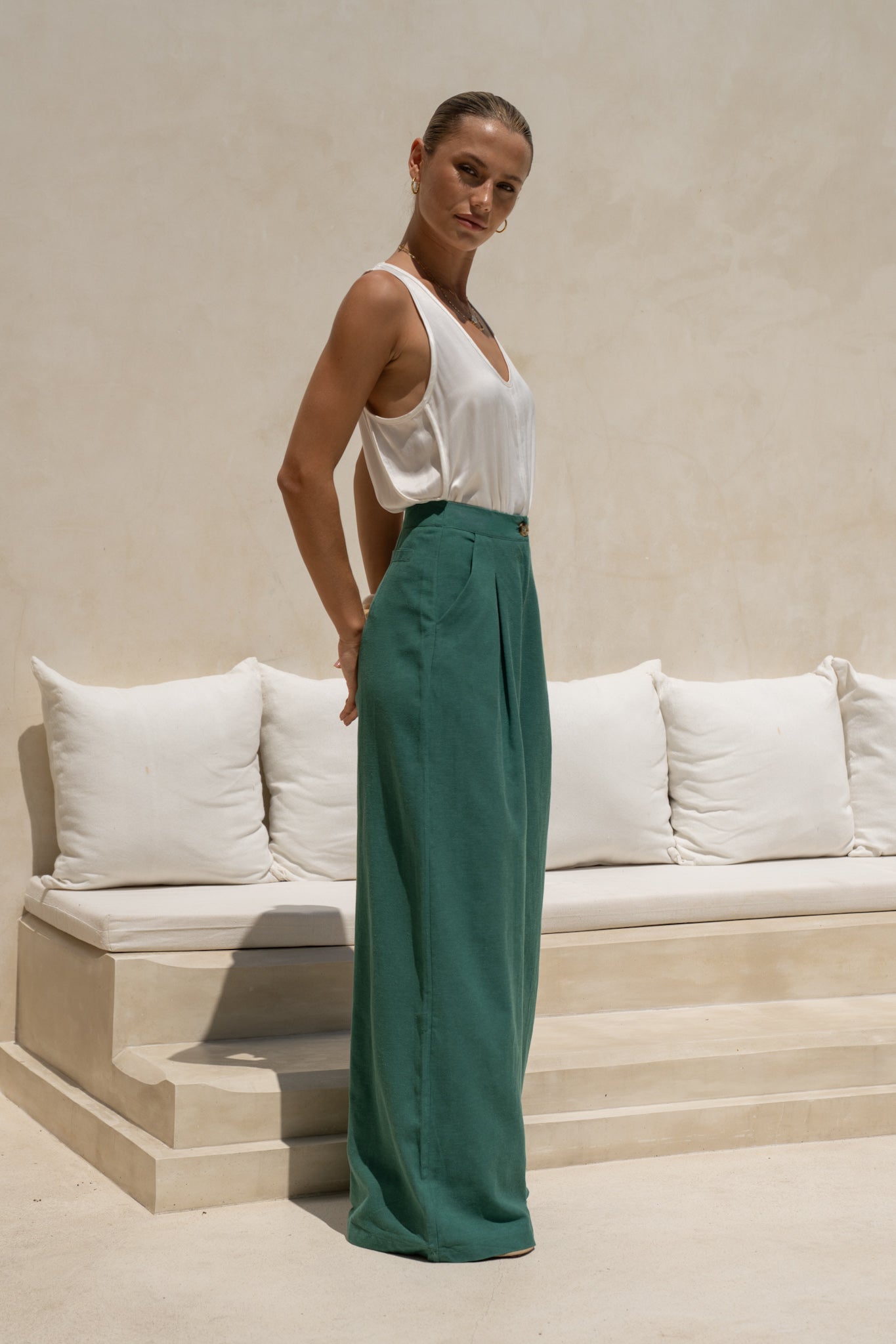Heychic Maggie Forest Wide Leg Pants (Green)