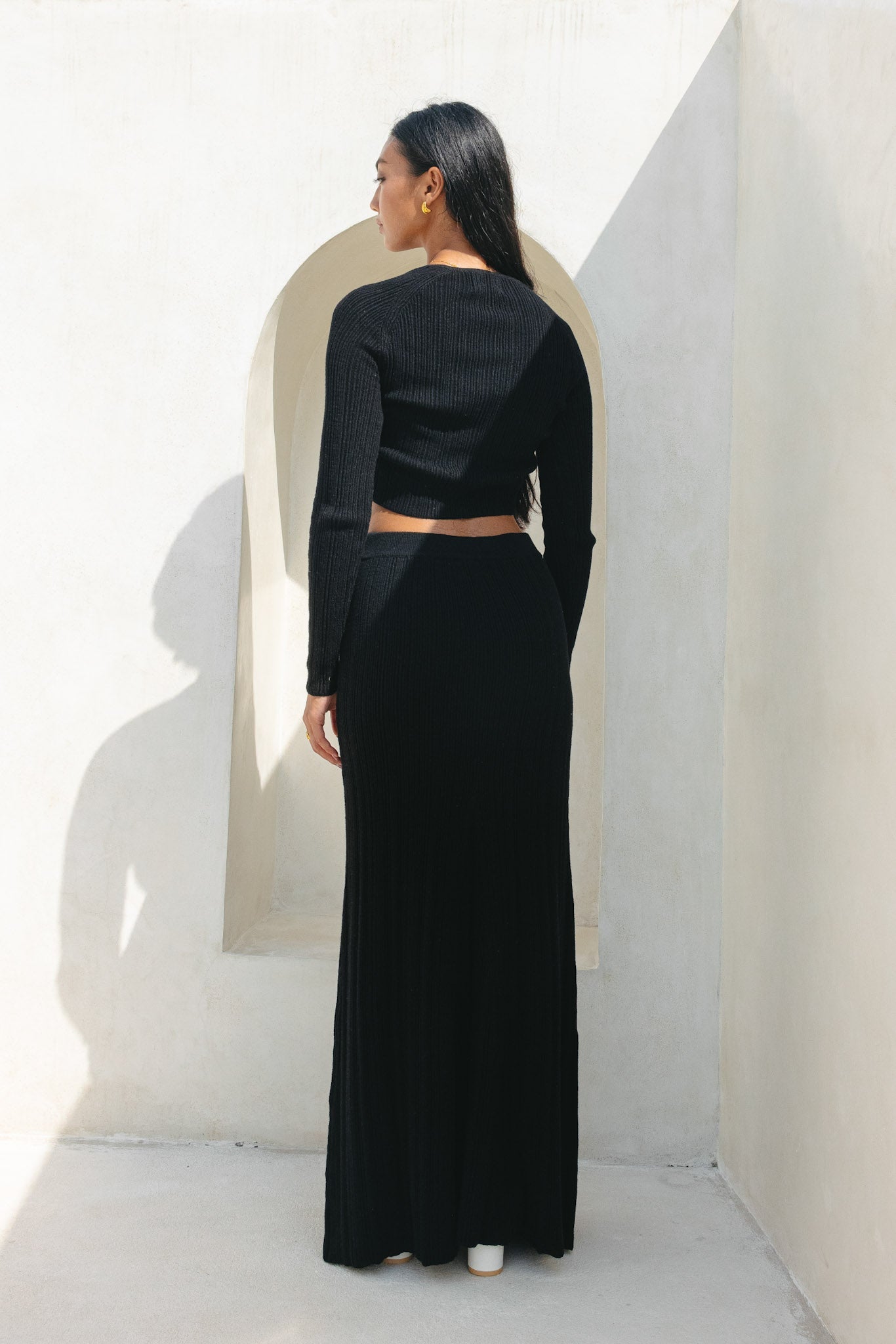 Heychic Valerie Knit Maxi Skirt (Black)