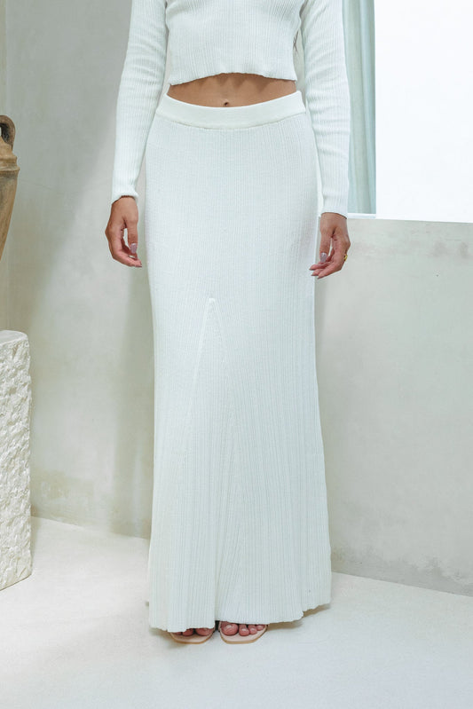 Heychic Valerie Knit Maxi Skirt (White)