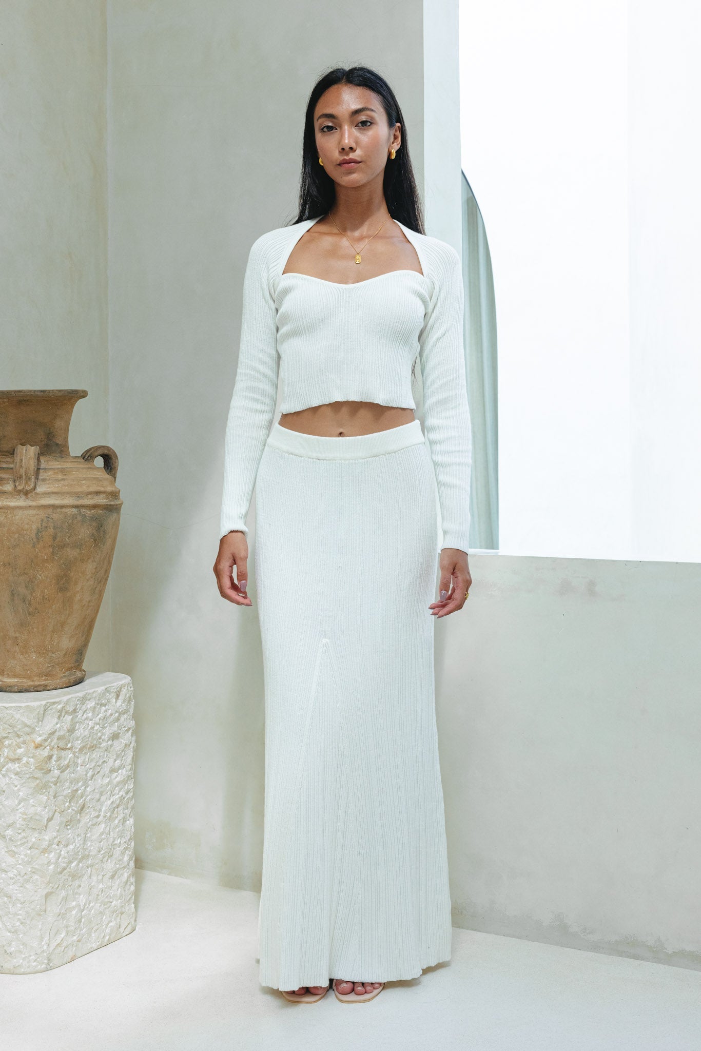 Heychic Valerie Long Sleeve Knit Top (White)