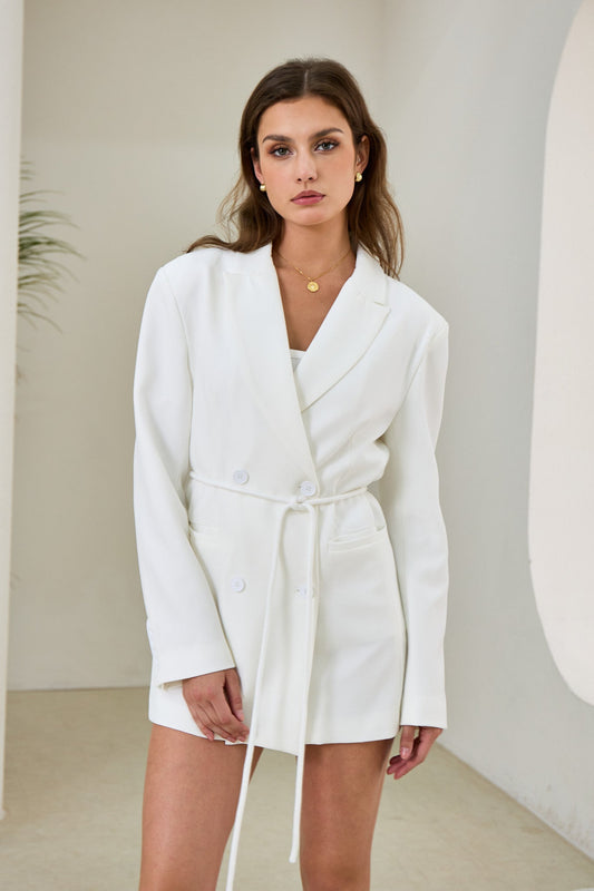 Heychic Eloise Double Breasted Blazer (White)