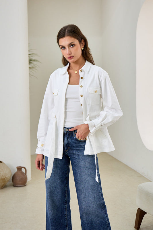 Heychic Anna Belted Jacket (White)