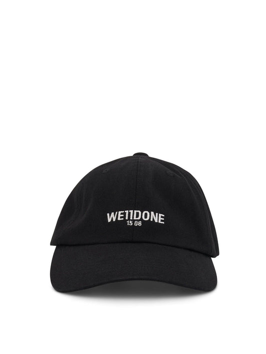 Image of Hats. Productname: WE11DONE 1506 Logo Washed Cap in BLACK colour by brand - WE11DONE