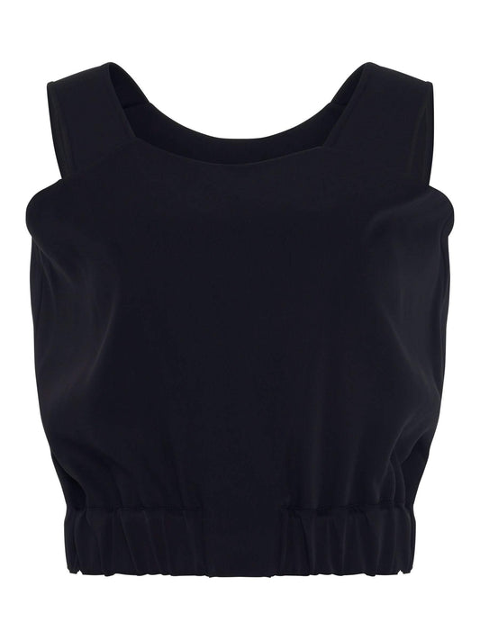 Image of a model wearing Tops. Productname: WE11DONE Waist Banding Top in BLACK colour by brand - WE11DONE