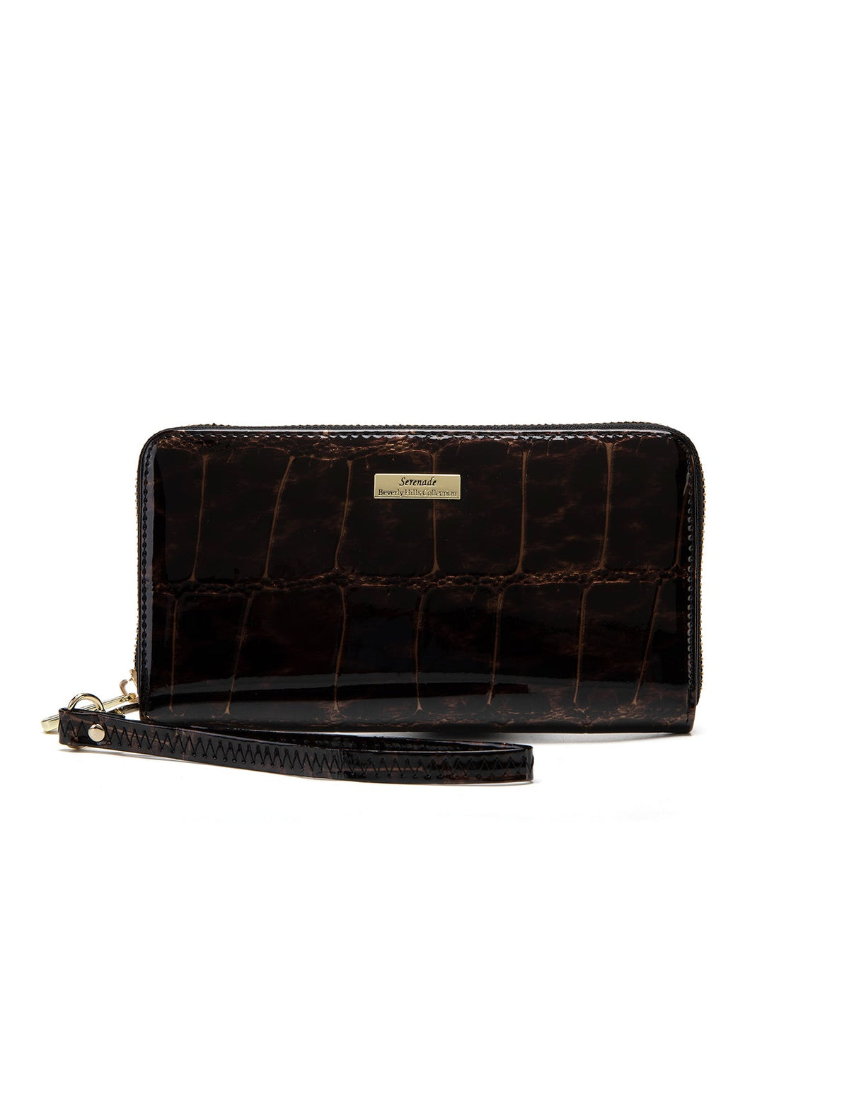 LEOPARD ZIP AROUND  PATENT LEATHER WALLET WITH RFID- WH716