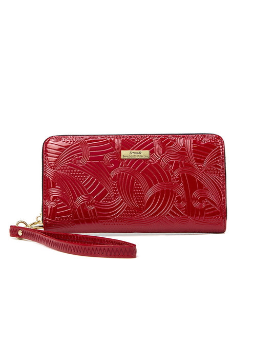 AMIRA ZIP AROUND LEATHER RFID WALLET- WSF4516-RED- NEW IN