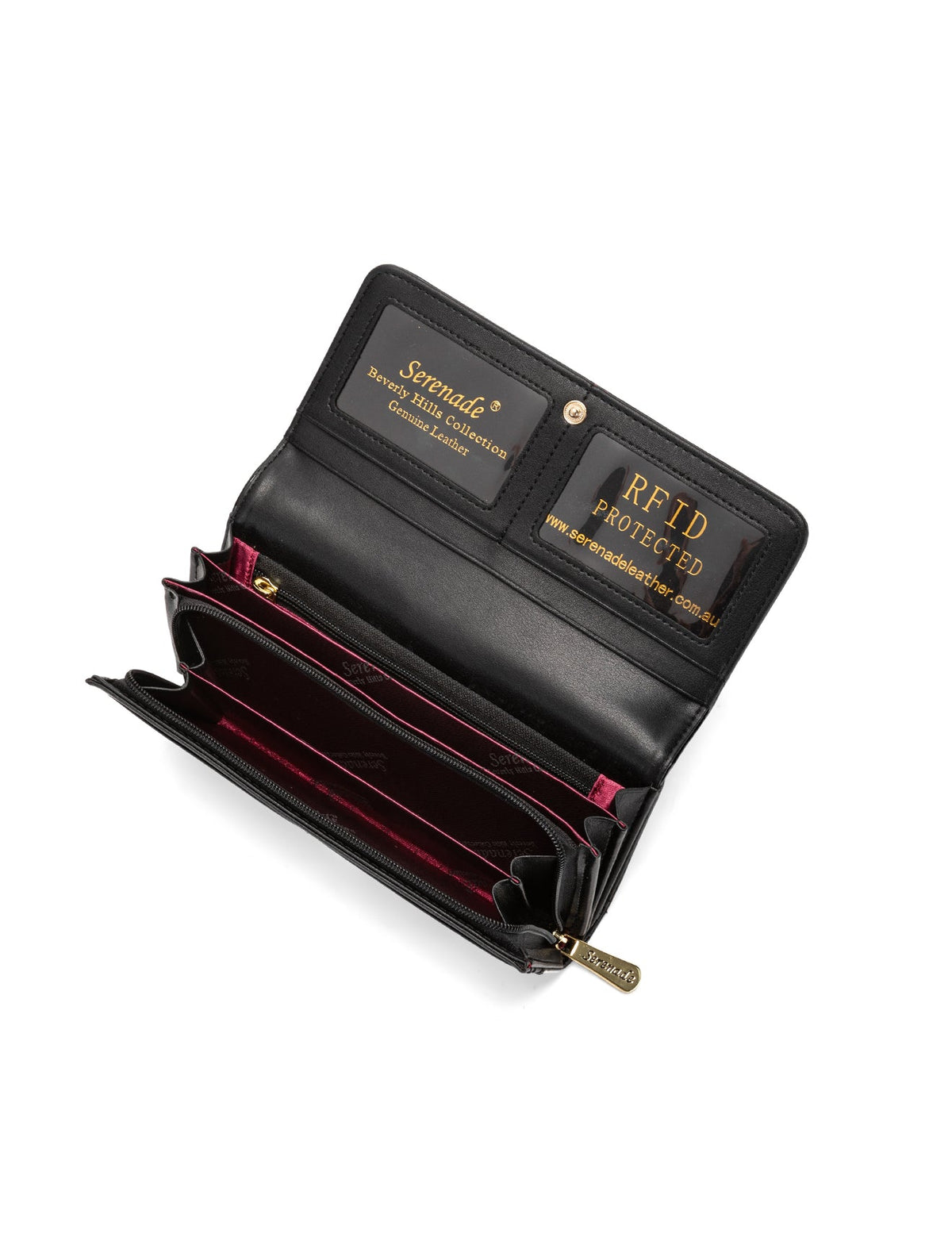CAROLINA LARGE PATENT LEATHER WALLET WITH RFID - BLACK