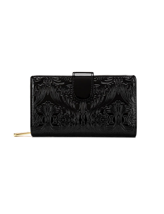 CAROLINA MEDIUM PATENT LEATHER WALLET WITH RFID - BLACK