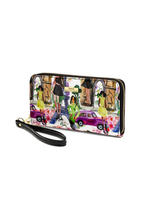 PARIS ZIP AROUND PATENT LEATHER WALLET WITH RFID WITH RFID - PARIS PRINT