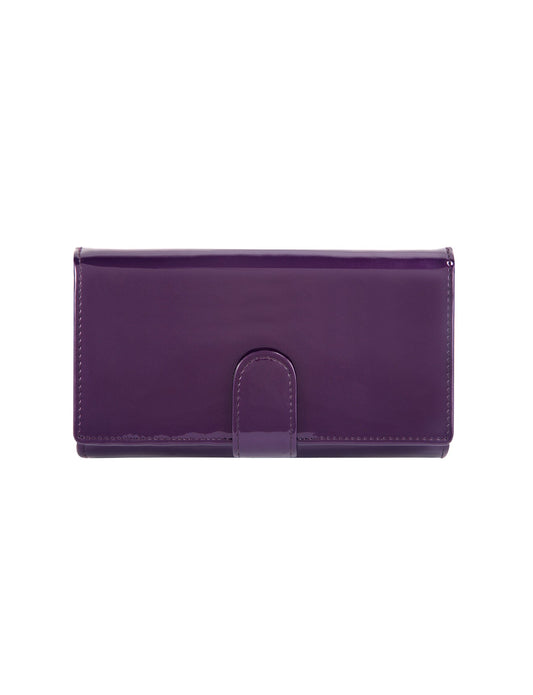 Allura Large Patent Leather Wallet with RFID- Purple