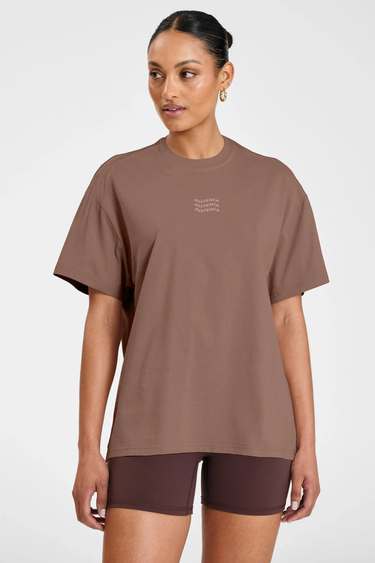 Image of T-Shirts. Product name - ALLFENIX Waves Logo Tee in Espresso colour by brand - All Fenix