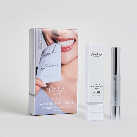 Image of Teeth Whiteners. Product name - Whitening Pen + Whitening Strips Bundle in colour by brand - Polished London