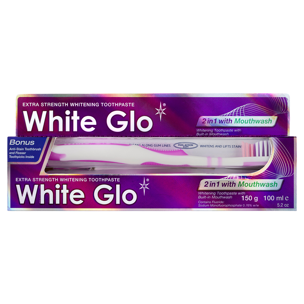 Image of Oral Care. Product name - 2-in-1 Whitening Toothpaste With Mouthwash in colour by brand - White Glo