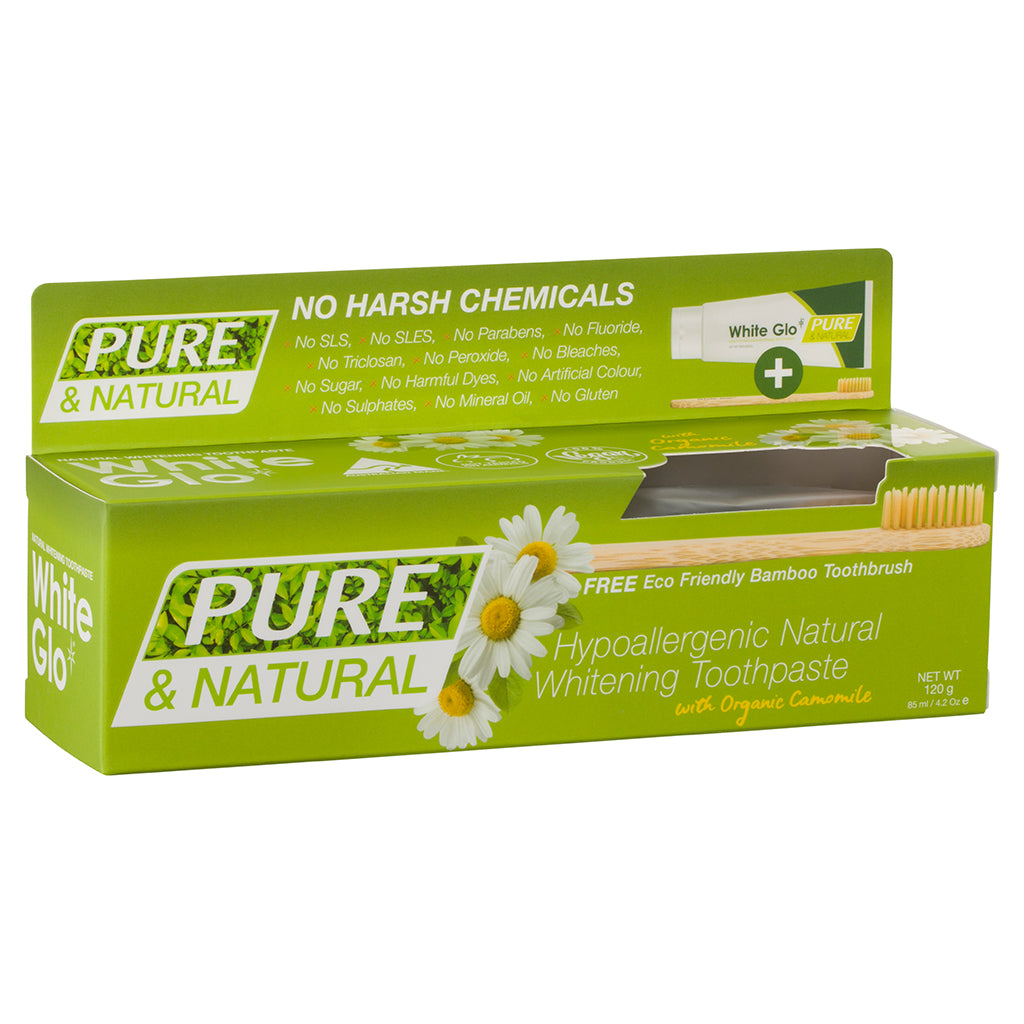 White Glo Pure & Natural Whitening Toothpaste With Bamboo Toothbrush