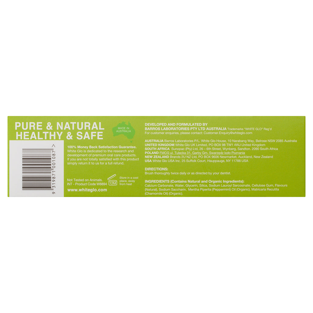 White Glo Pure & Natural Whitening Toothpaste With Bamboo Toothbrush