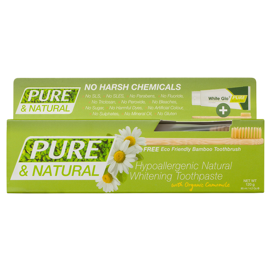 Image of Oral Care. Product name - Pure & Natural Whitening Toothpaste With Bamboo Toothbrush in colour by brand - White Glo