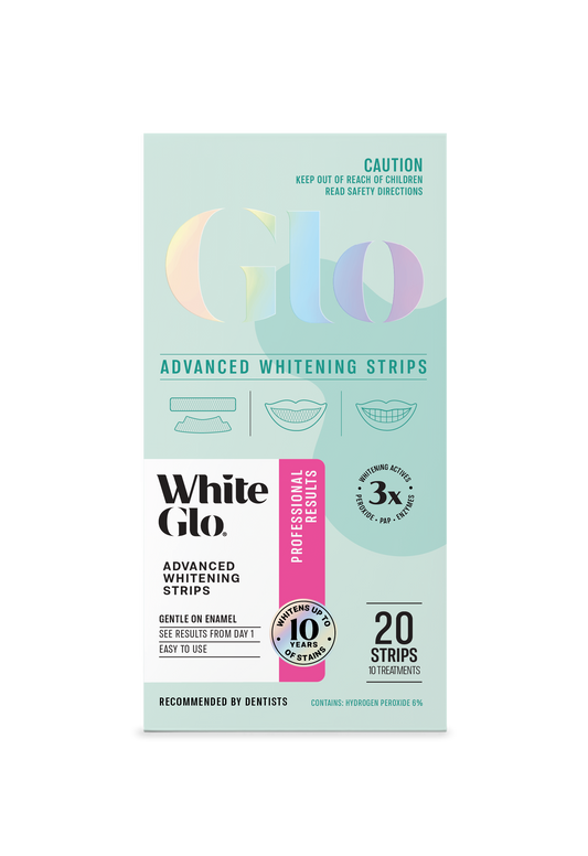 Image of Teeth Whiteners. Product name - Advanced Whitening Strips in colour by brand - White Glo
