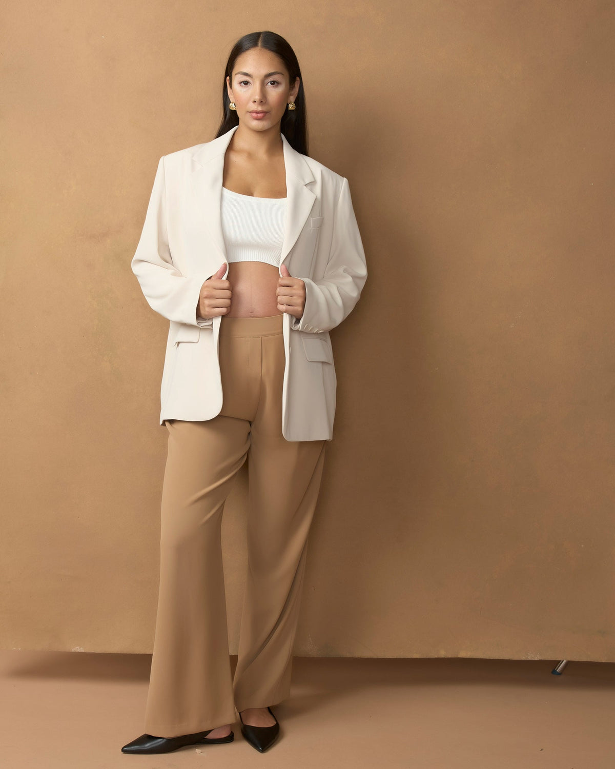 Soon Maternity Wide Leg Pleated Pants